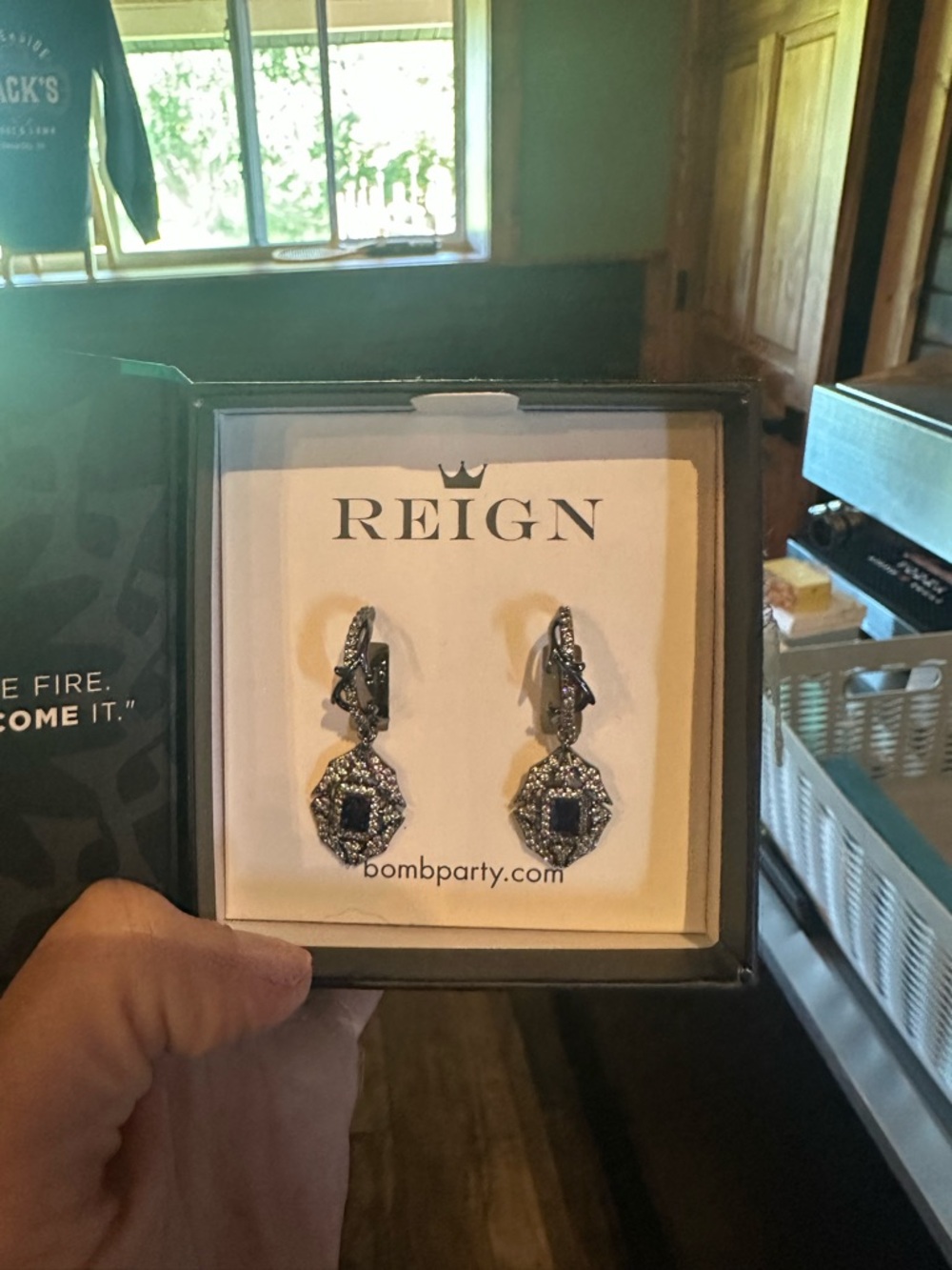 REIGN Navy Crystal Drop Earrings - REIGN